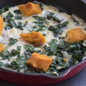 Frittata with spinach and pumpkin