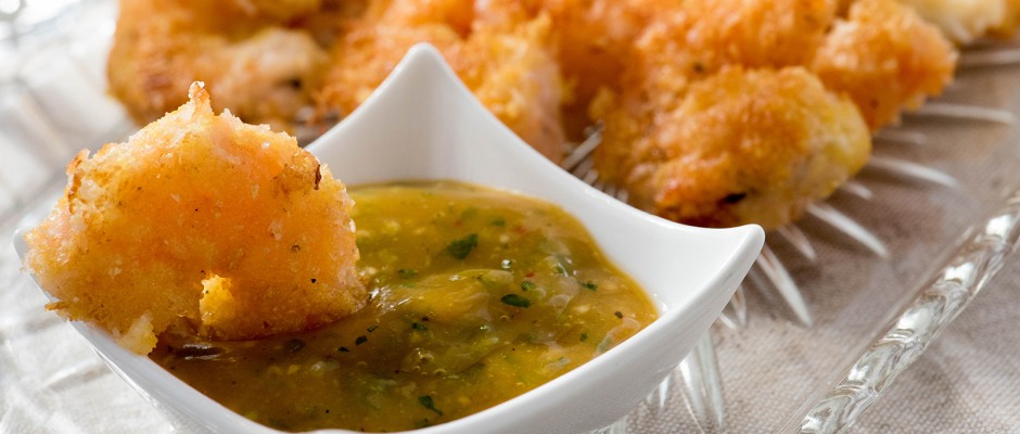 кокосови скариди с манго сос