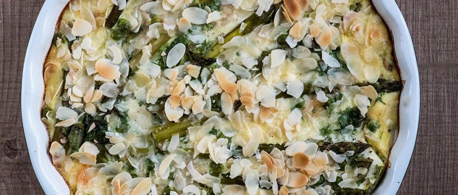 аспержи, тиквички и бадеми на фурна