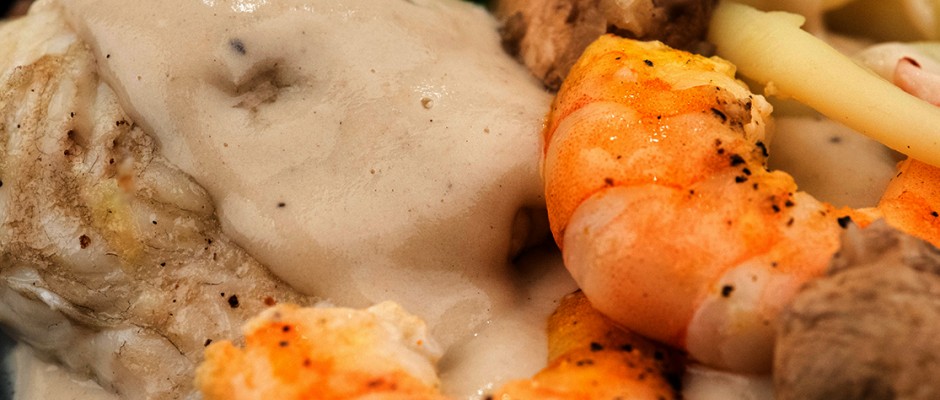 sole fish with prawns