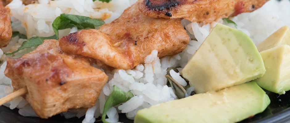 Coconut Marinated Grilled Chicken Skewers