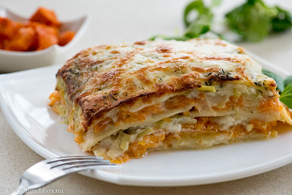 Pumpkin and leek lasagna