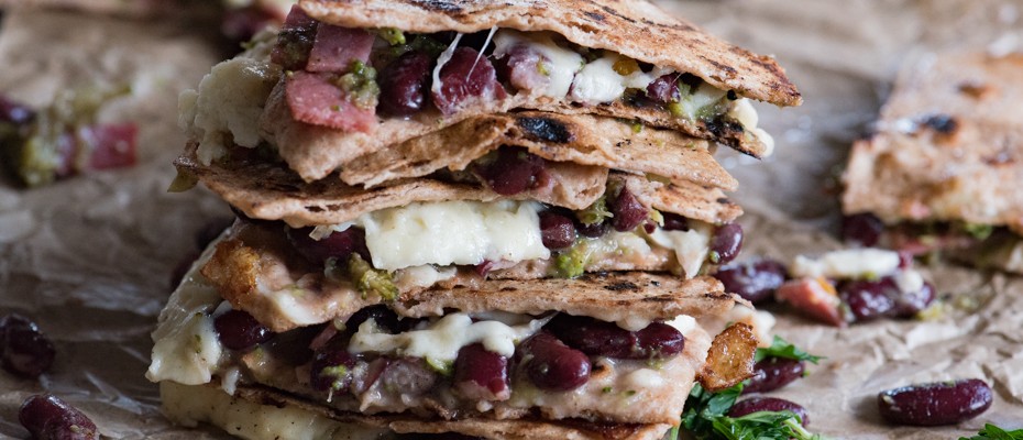 Broccoli and Red Bean Quesadillas