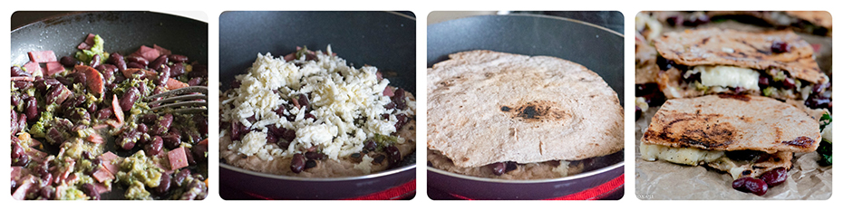 Broccoli and Red Bean Quesadillas
