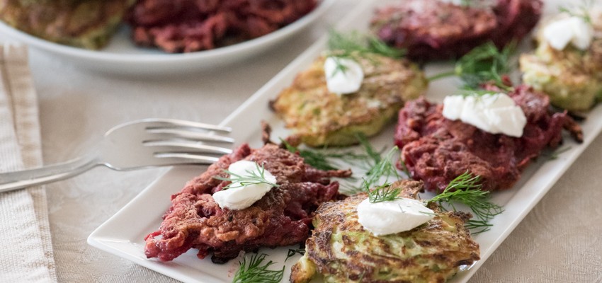 Beetroot and zucchini fritters