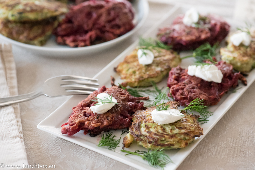 Beetroot and zucchini fritters