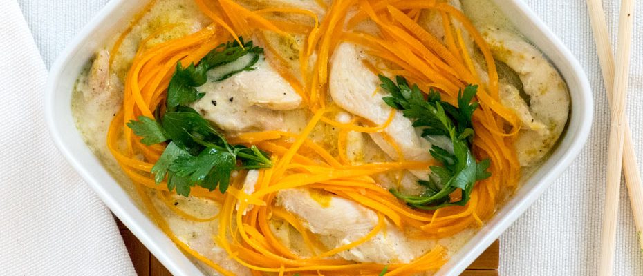 Steamed Creamy Chicken fillets with vegetables
