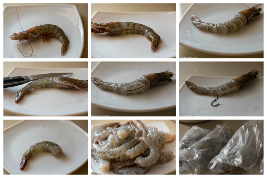Peeling and deveining prawns