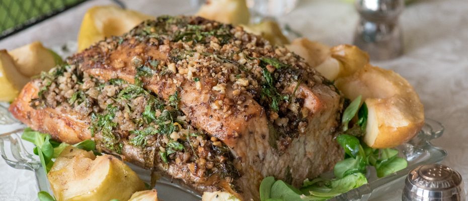 Roasted lemon pork with apples
