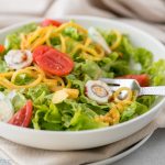 Quails egg salad with crispy potatoes