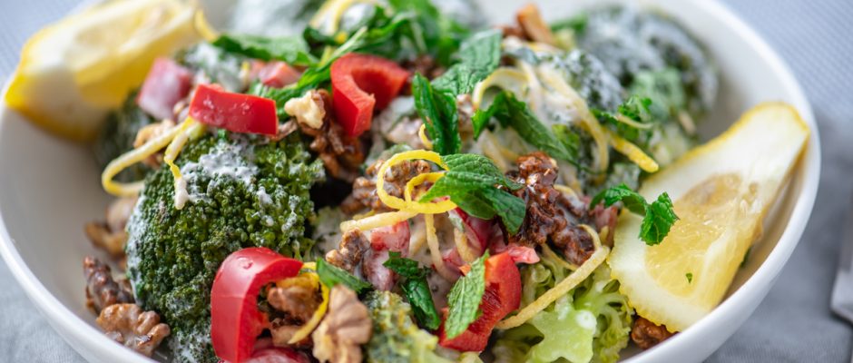 Broccoli salad with creamy lemony-yogurt dressing