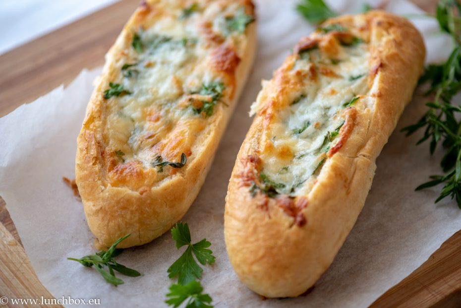Cheese bread boats, made by kids Lunchbox
