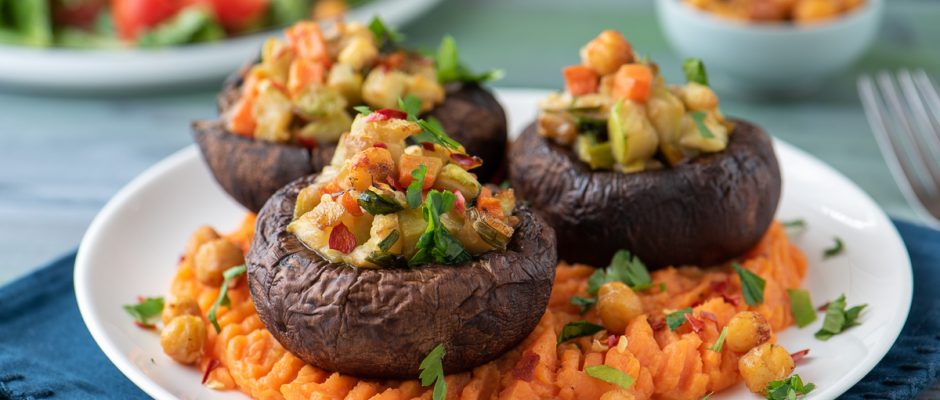 Portobello with vegetables and a sweet potato
