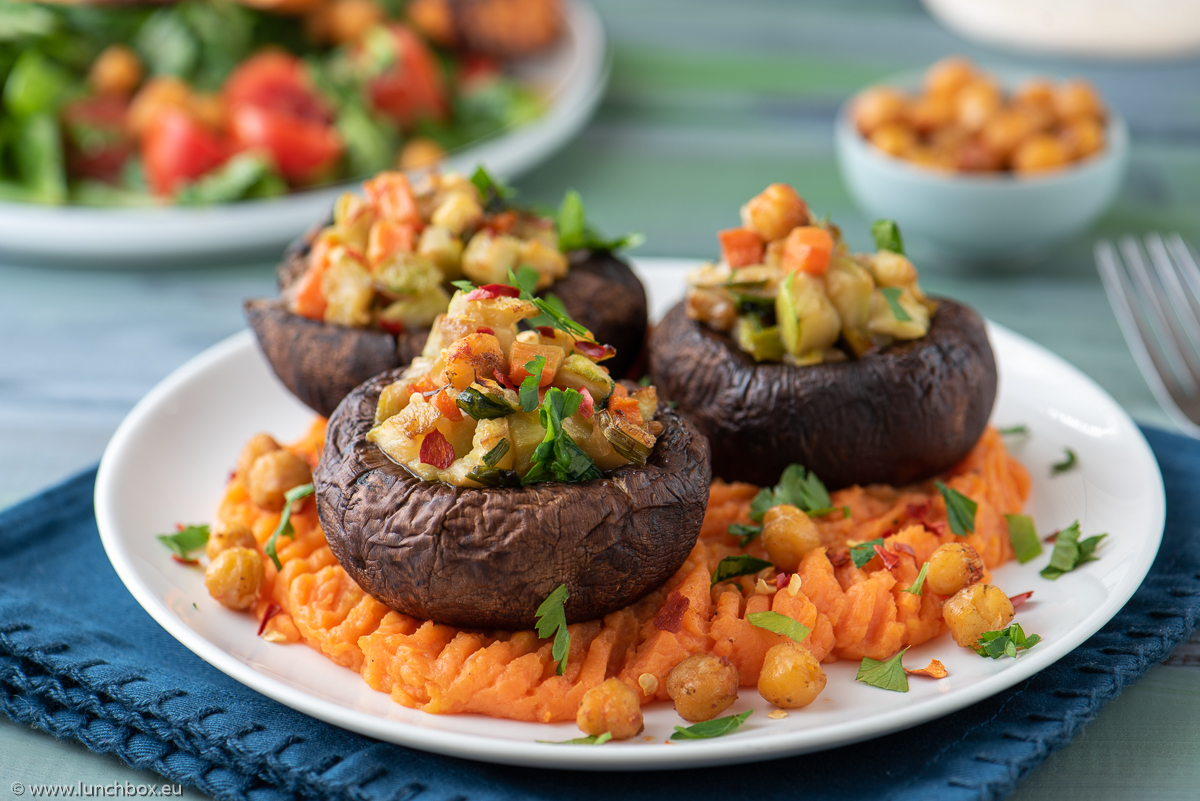 Portobello with vegetables and a sweet potato