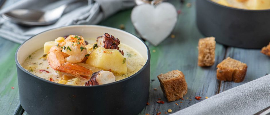 Супа с октопод и скариди