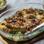 Layered Polenta with mushrooms, ricotta, and spinach