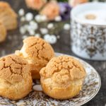 Craquelin Profiteroles with Caramel Cream