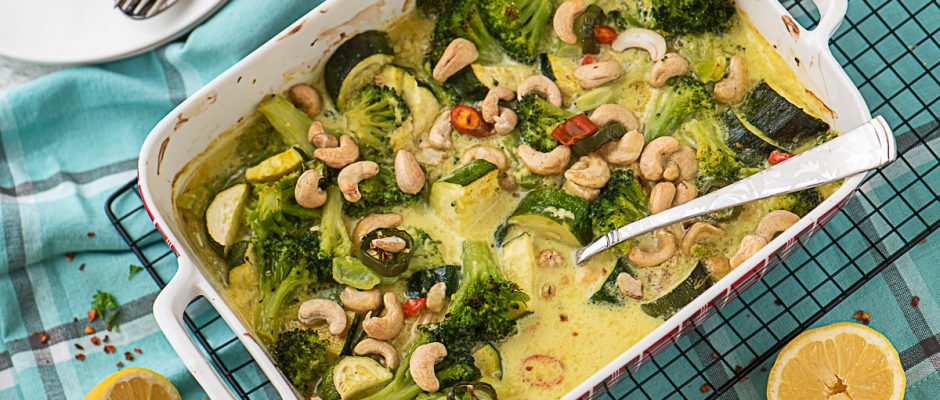 Broccoli and Courgette in coconut milk