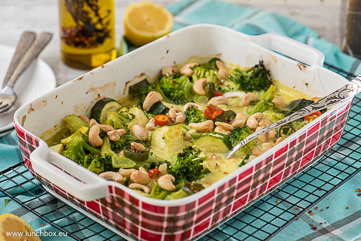 Broccoli and Courgette in coconut milk