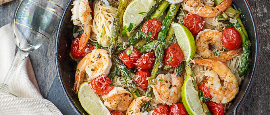 Паста със скариди и аспержи