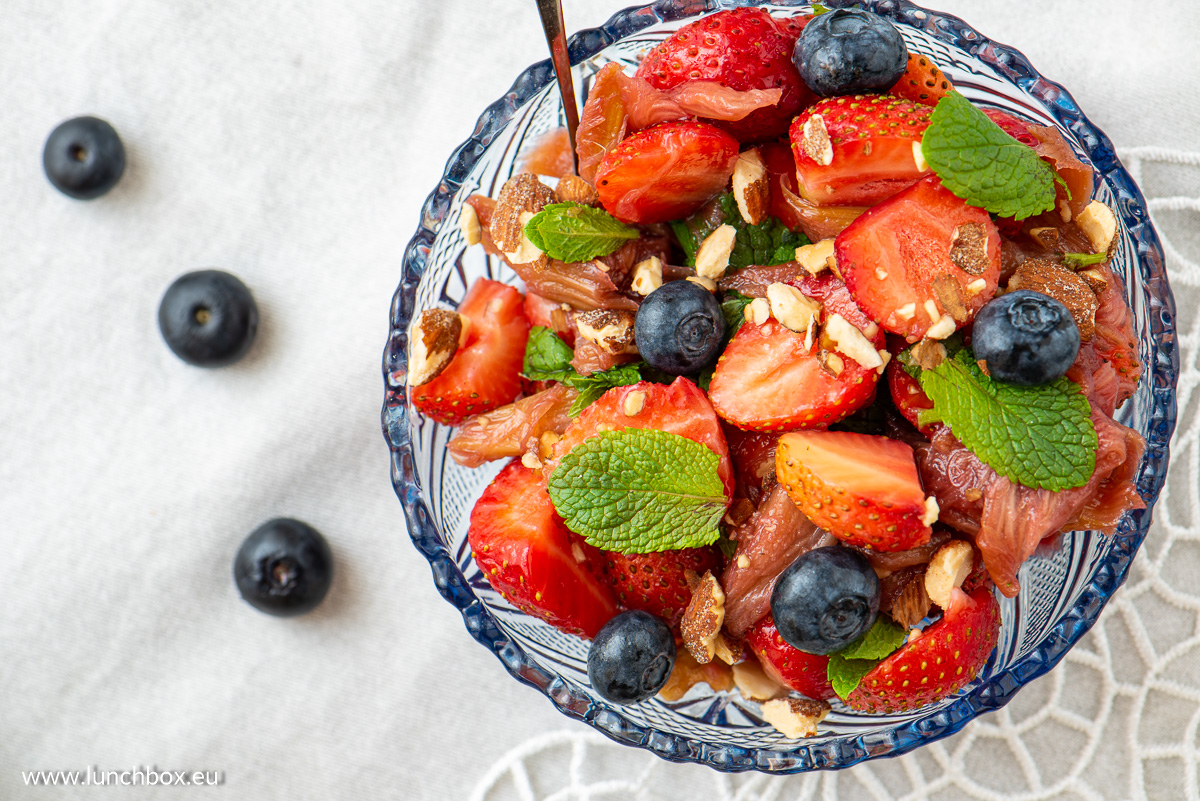 Rhubarb Salad with Strawberries, Mint and Almonds Rhubarb Salad with Strawberries, Mint and Almonds
