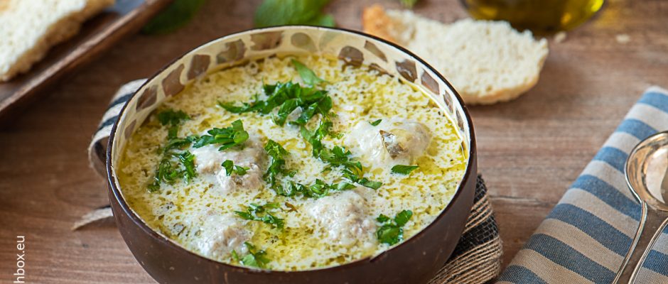 Mediterranean Lemony meatball soup