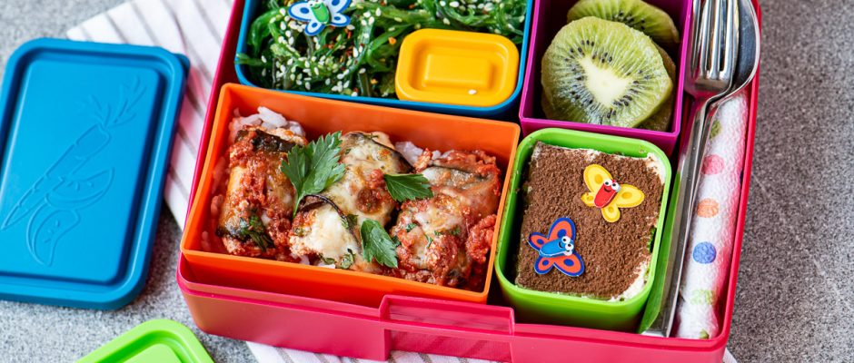 Lunchbox Coral Eggplant rolls