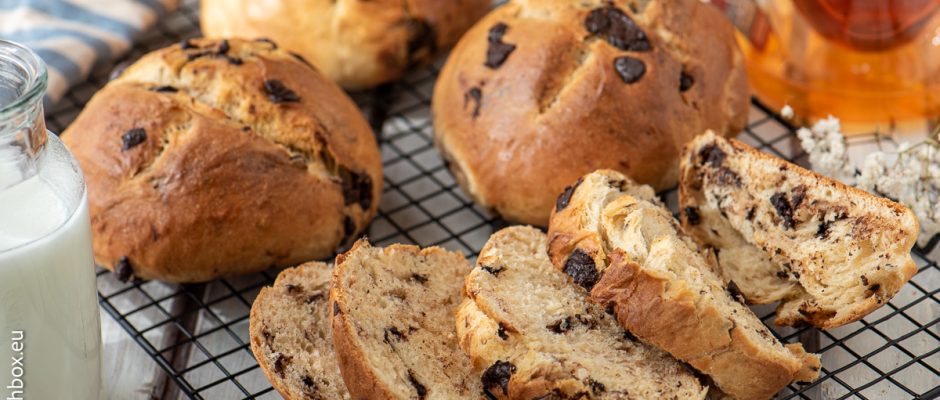 Chocolate bread rolls for breakfast