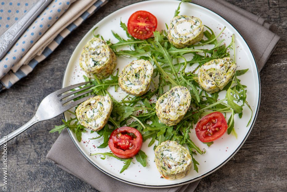 Zucchini rolls with cottage cheese Lunchbox