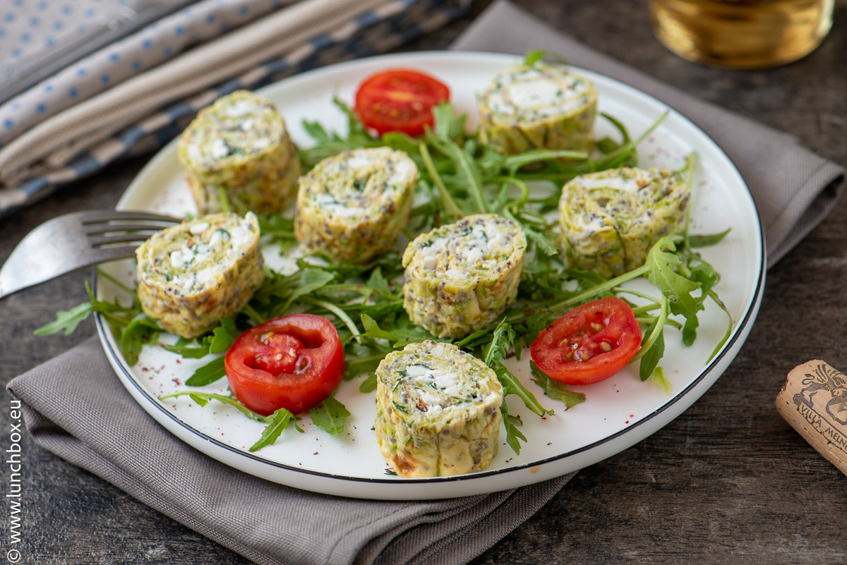 Zucchini rolls with cottage cheese