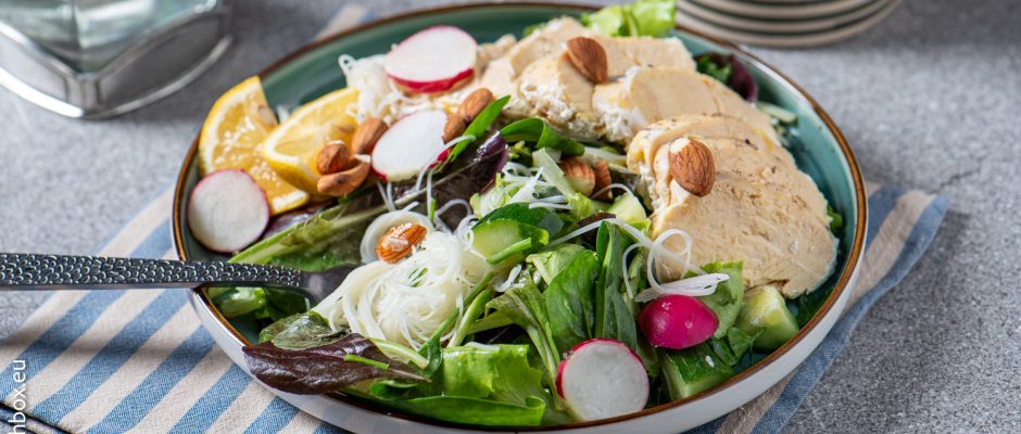 Chicken noodle and herb salad