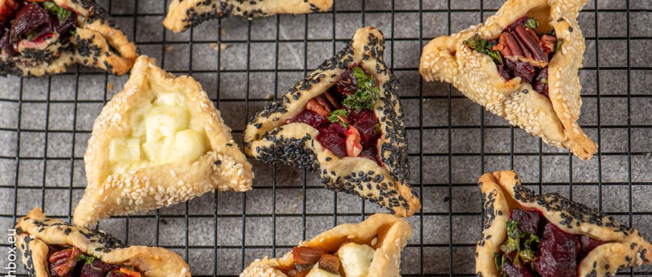 Savoury bites Hamantashen